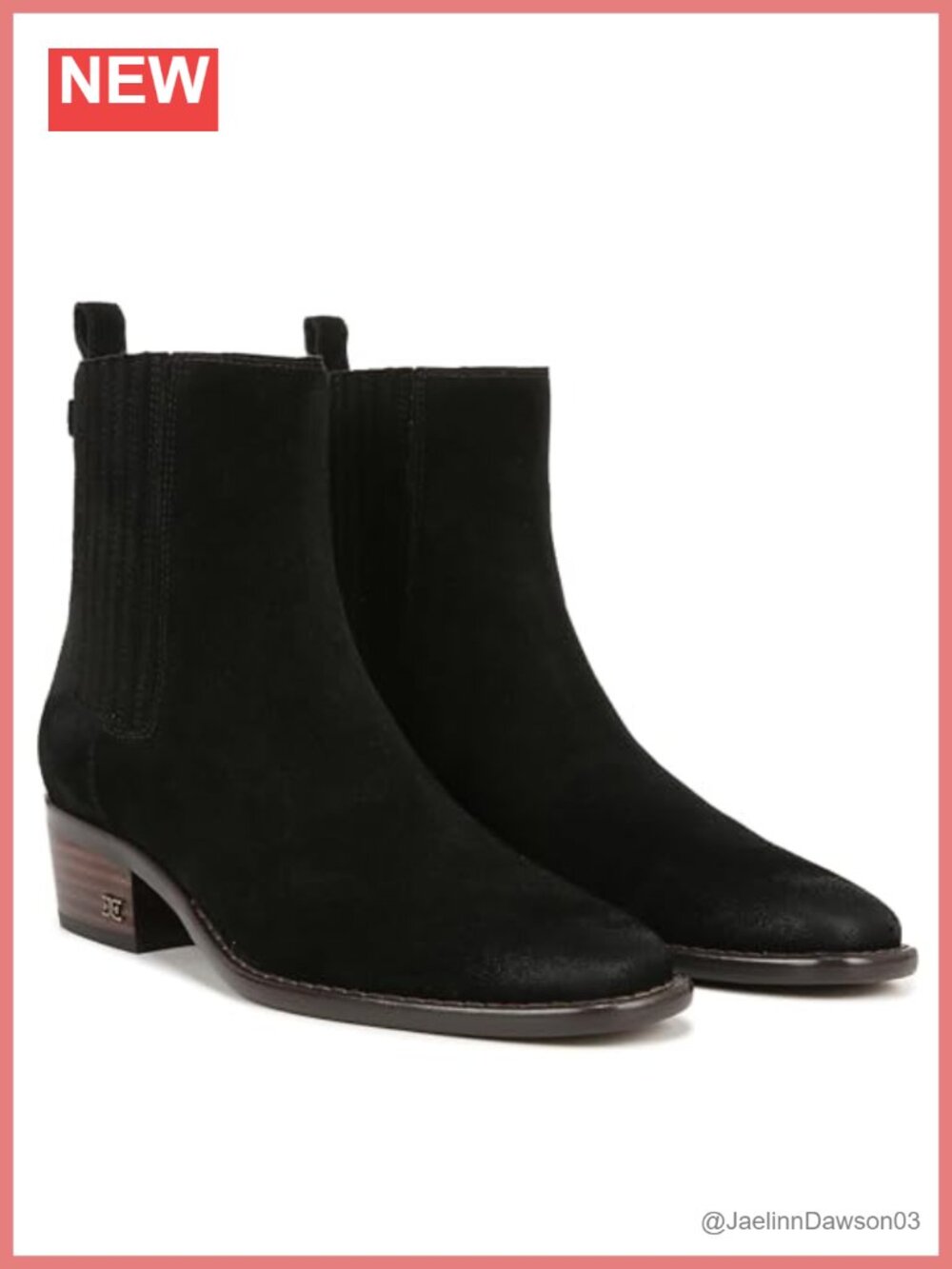 Sam Edelman Bronson Suede Chelsea Ankle Boots Block Heel Pull-On Square Toe